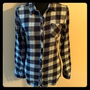 Flannel with rhinestone details